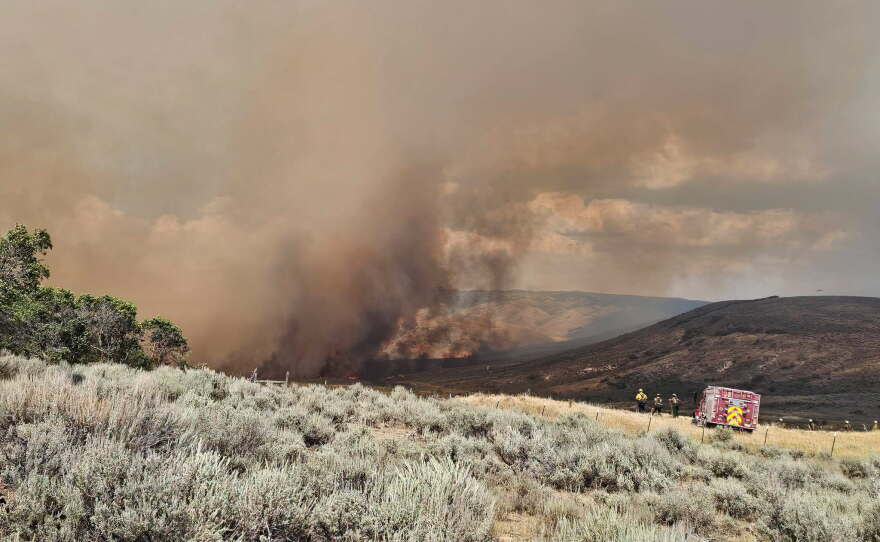Photos taken near the Rocky Canyon Fire in Summit County, Utah, on Aug. 12, 2026.