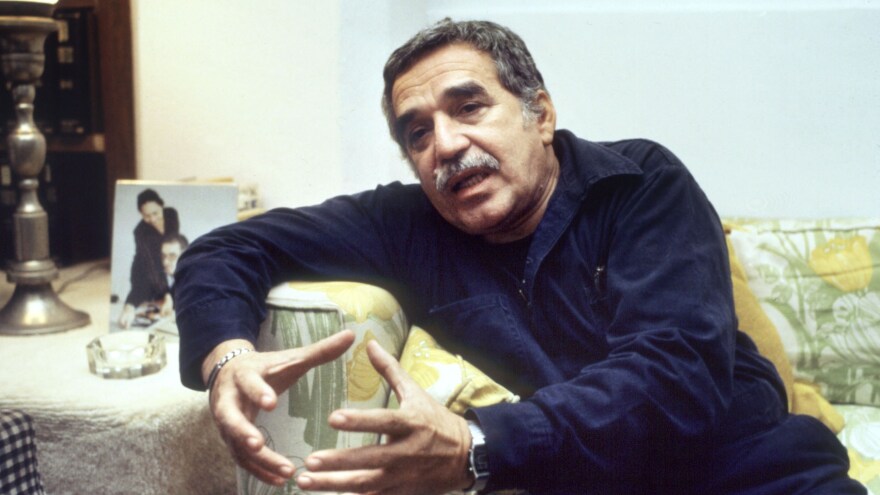 Gabriel Garcia Marquez, seen here in 1982, speaks to reporters following the announcement of his Nobel win. Among the materials in his archive are the many drafts he prepared for his Nobel acceptance speech.