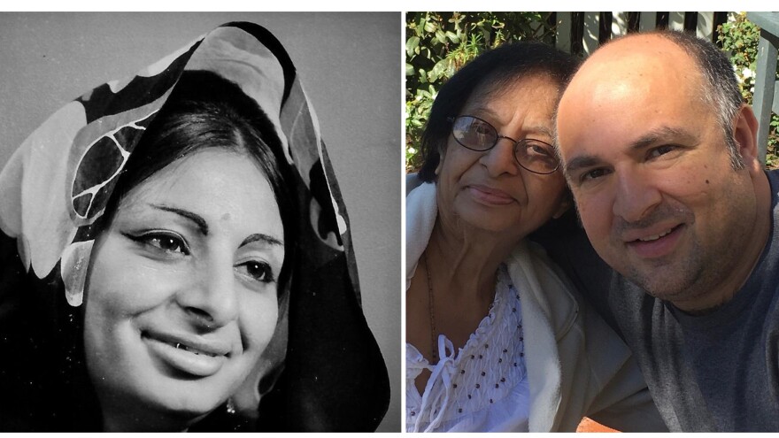 Thulja Hurkchand as a young woman and with her son Hitesh. She'd tell him, "Don't worry. It's going to be okay. I'm going to be okay." Yet in the face of the pandemic, he couldn't help but worry.