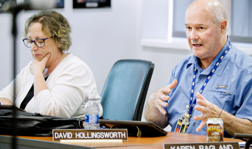 EVSC District Two Trustee at a June schoolboard meeting.