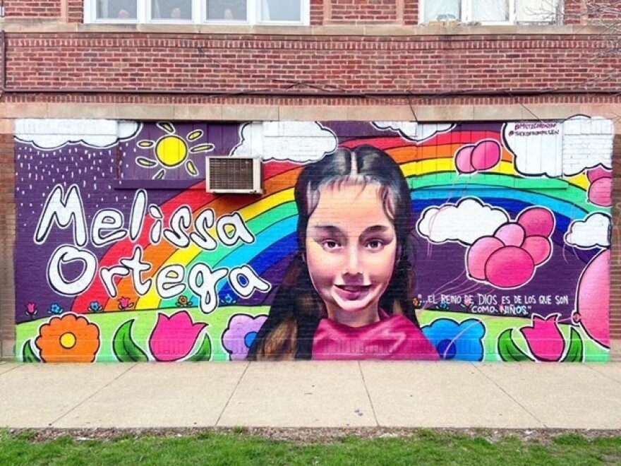 A mural of Melissa Ortega, an 8-year-old victim of gun violence in Chicago, painted by artist Milton Coronado.