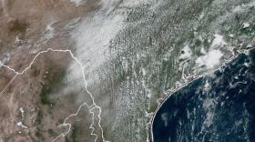 NOAA satellite image of Texas early afternoon on Friday showed rows of small clouds streaming up from the south