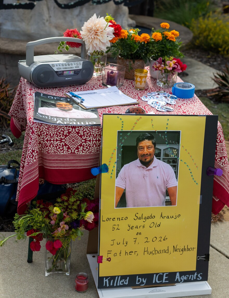 A sign at a vigil to honor Lorenzo Salgado Araujo in Los Osos last Monday.