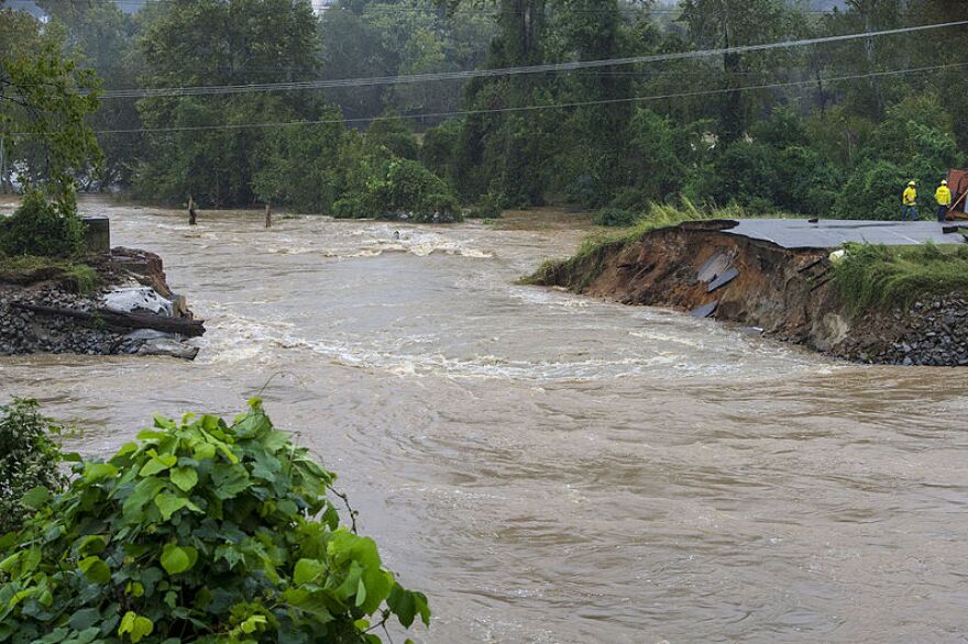 The levee breach at the Columbia Canal on Oct. 5, 2015.
