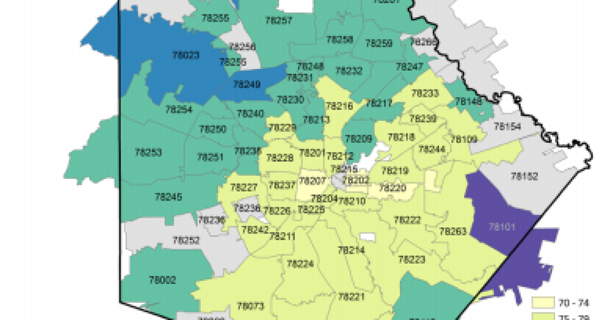 Health Report Shows Life Expectancy Disparities Across San Antonio Neighborhoods Tpr Zip Code Map Of San Antonio Texas