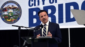 Bridgeport Mayor Joe Ganim delivers his 20th State of the City Address at the Hartford HealthCare Amphitheater. Ganim did not mention his election campaign, where two of his campaign volunteers were alleged to have committed absentee ballot fraud, but focused more on economic development in Bridgeport, Connecticut, May-22-20/24.