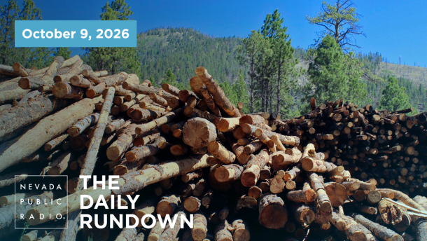 Stacks of logs in the San Francisco Peaks of the Coconino National Forest in northern Arizona await cutting and splitting into firewood on June 8, 2020. Tall stacks of logs left over from a forest thinning project in mountains overlooking Flagstaff are being processed into thousands of cords of free firewood to provide a winter heat source for northern Arizonans, including residents of the Navajo and Hopi reservations. (AP Photo/Paul Davenport)