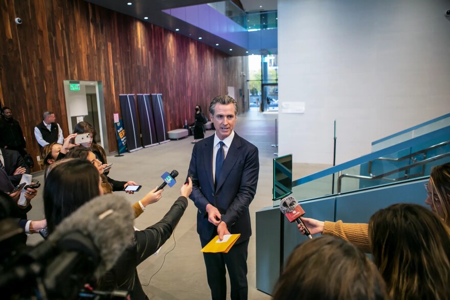 Gov. Gavin Newsom explains why he withheld, then released, $1 billion for local governments to reduce California homelessness. The two sides met in Sacramento on Nov. 18, 2022.