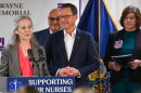 State health secretary Dr. Debra Bogen and Gov. Josh Shapiro celebrated the launch of the Nurse Shortage Assistance Program Tuesday at Wayne Memorial Hospital.