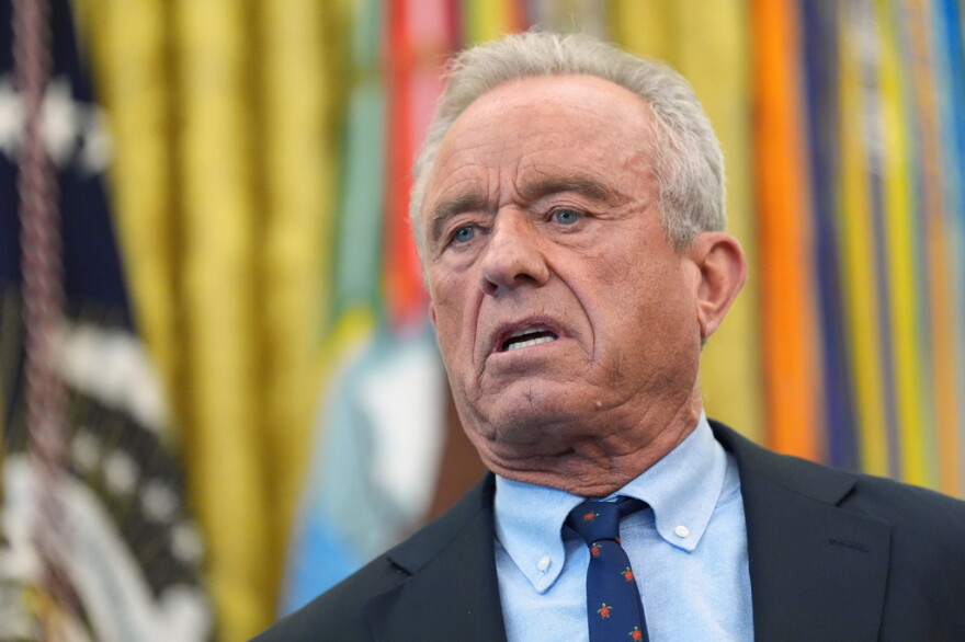 FILE - Health and Human Services Secretary Robert F. Kennedy Jr., speaks during a meeting to sign an executive order about vaccines, Aug. 10, 2026, in the Oval Office of the White House in Washington. (AP Photo/Jacquelyn Martin, File)