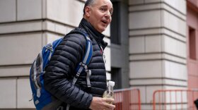  Joseph Hackett, of Sarasota, speaks to reporters as he leaves federal court in Washington, Monday, Jan. 23, 2023, after he and three other members of the Oath Keepers have been convicted of seditious conspiracy in the Jan. 6, 2021 Capitol attack in the second major trial involving far-right extremists accused of plotting to forcibly keep President Donald Trump in power. 