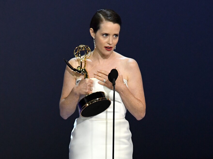 <em>The Crown</em>'s Claire Foy accepts the outstanding lead actress in a drama series.