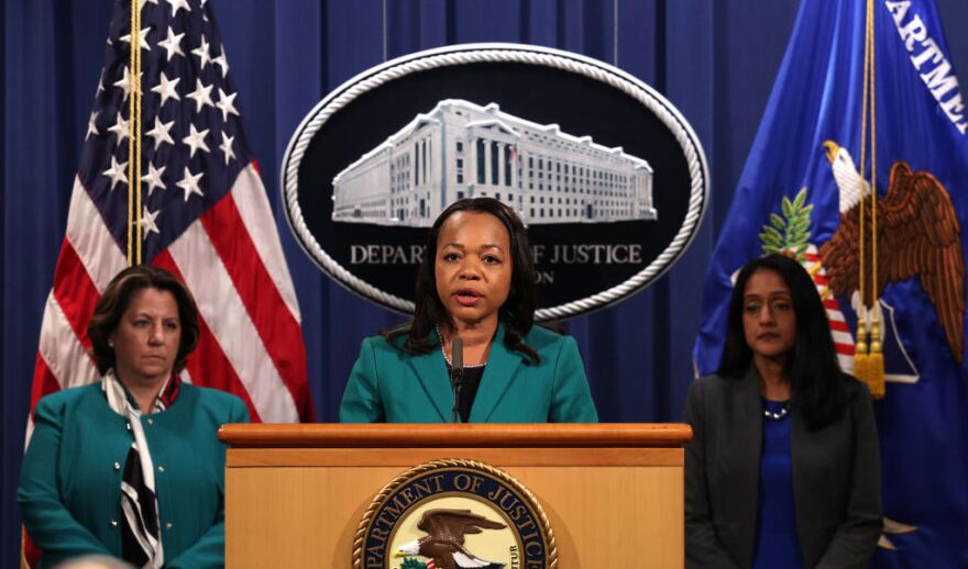 Kristen Clarke, assistant attorney general for the Civil Rights Division, speaks at a news conference at the Department of Justice on June 25 to announce a lawsuit against the state of Georgia over its new election laws.