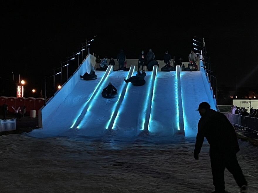 Riders enjoying the snow tubing experience in Ventura