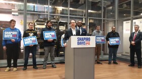 Democratic gubernatorial candidate Josh Shapiro details his jobs plan at the IBEW Local #5 union hall on Pittsburgh's South Side