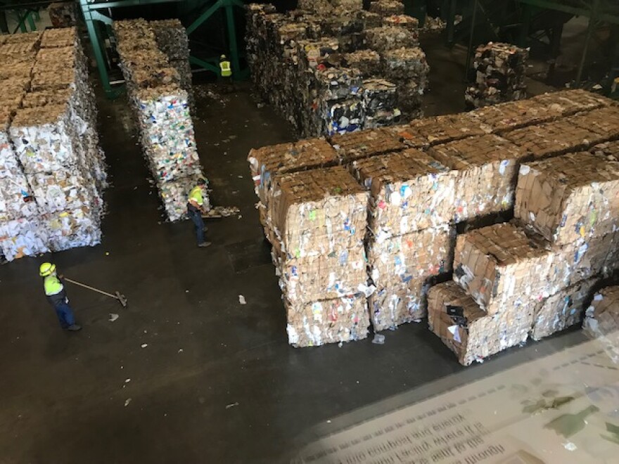 Garbage being sorted and recycled at the new Santa Barbara County "ReSource Center" at the Tajiguas Landfill near Gaviota