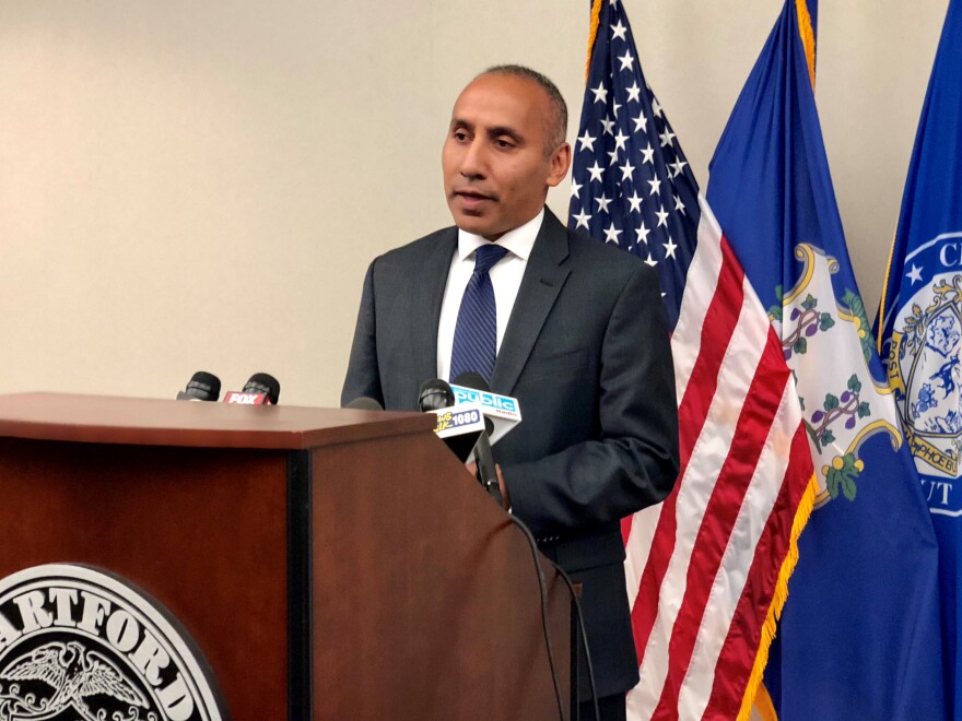 Hartford Police Chief David Rosado talks about the department's response to the Stephen Barone controversy during a press conference Thursday at police headquarters.