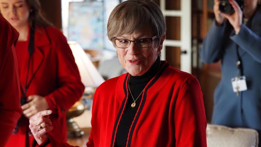 Gov. Laura Kelly says weak state corporate income tax revenue and sales tax receipts should convince the 2026 Kansas Legislature to be cautious in developing a new state government budget. In this Nov. 25, 2025, photo, she appears at an event at Cedar Crest in Topeka.