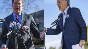 U.S. Rep. Seth Moulton and Sen. Ed Markey. (Jesse Costa/WBUR)