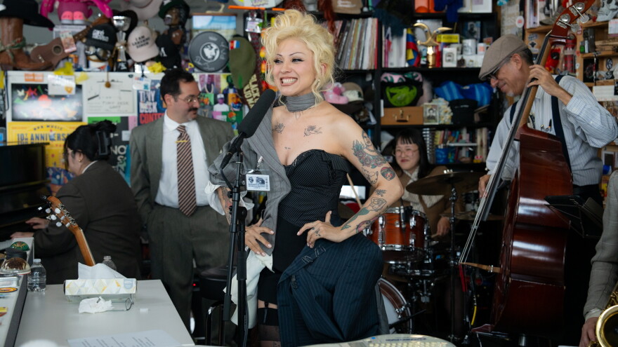 Mon LaFerte perfoms a Tiny Desk concert at NPR in Washington D.C. on Monday July 27, 2026.