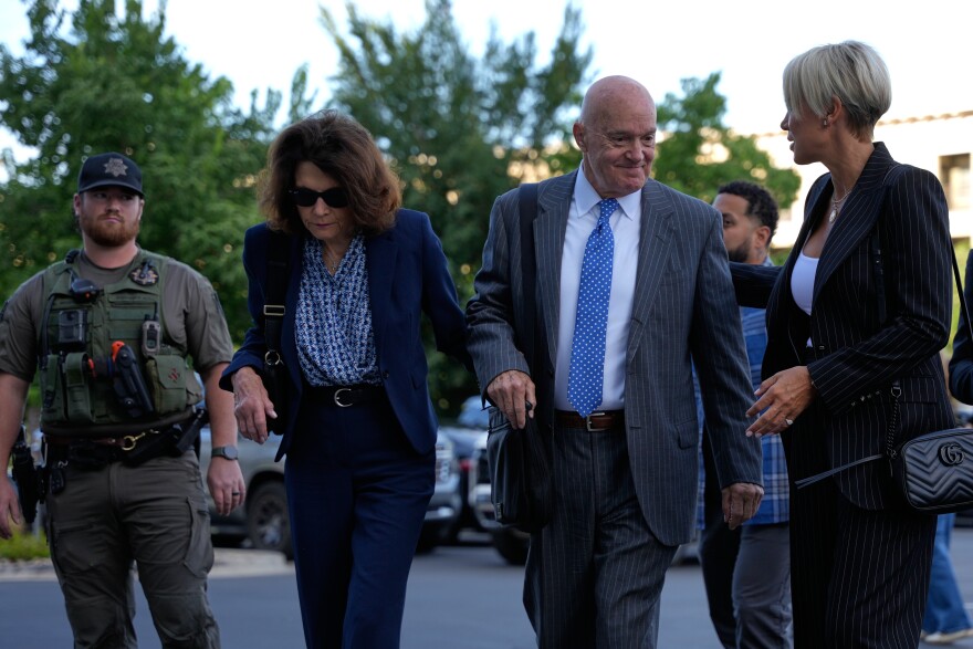 Charlie Kirk's parents, Robert and Kathryn Kirk, arrive at the Fourth District Courthouse for a hearing for Tyler Robinson, accused in the fatal shooting of Charlie Kirk, Monday, July 6, 2026, in Provo, Utah.