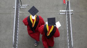New graduates walk into the High Point Solutions Stadium before the start of the Rutgers University graduation ceremony in Piscataway Township, New Jersey. (Seth Wenig/AP)