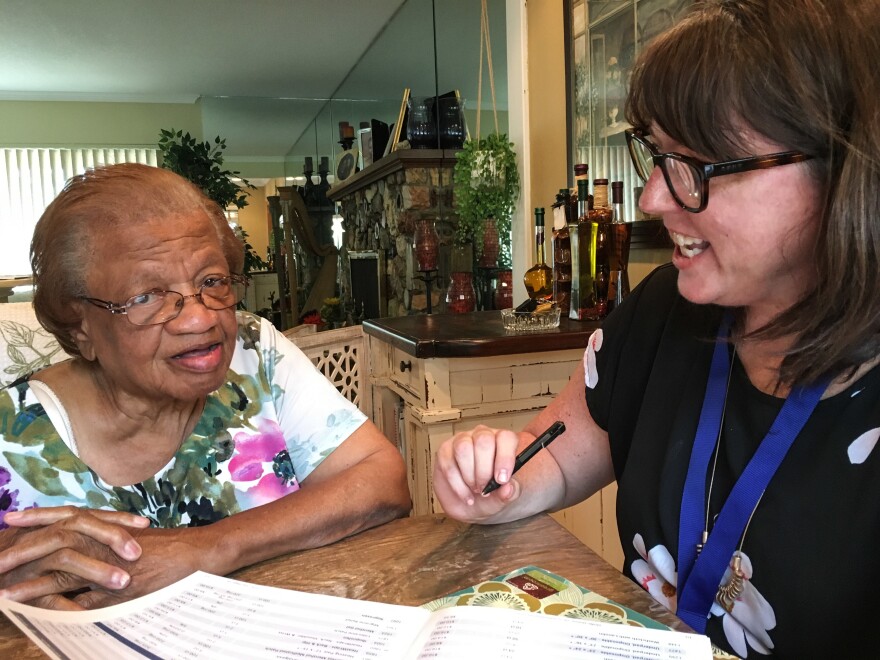 Betty Givens (left) and clinical social worker JoJean Harper.