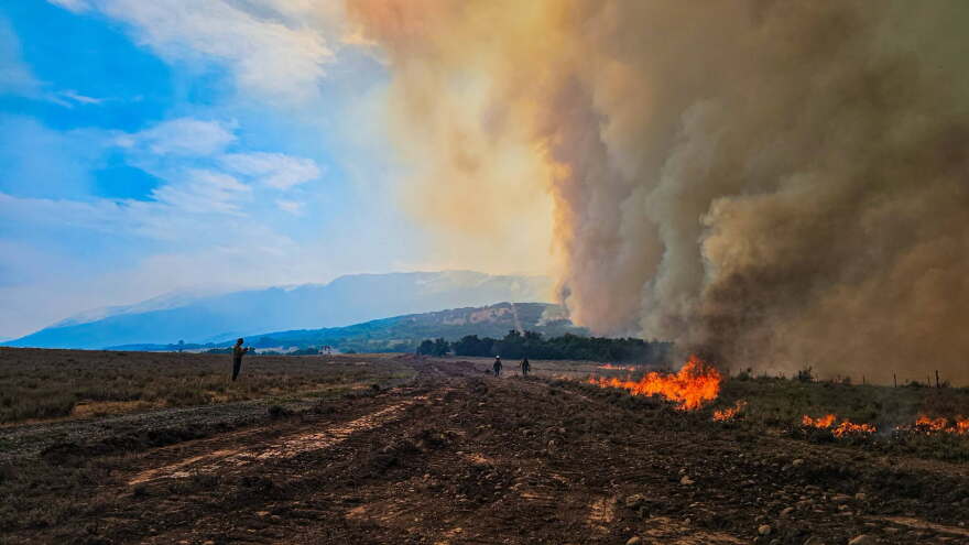 Photos taken near the Rocky Canyon Fire in Summit County, Utah, on Aug. 12, 2026.