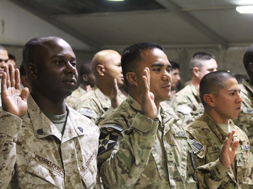 Troops from 24 countries became U.S. citizens at the naturalization ceremony.