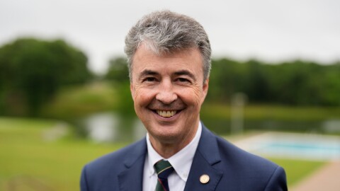 Alabama Attorney General Steve Marshall poses for a for a photo during the Stars of the State luncheon sponsored by the Wiregrass Republican Women, Thursday, May 7, 2026, in Enterprise, Ala.