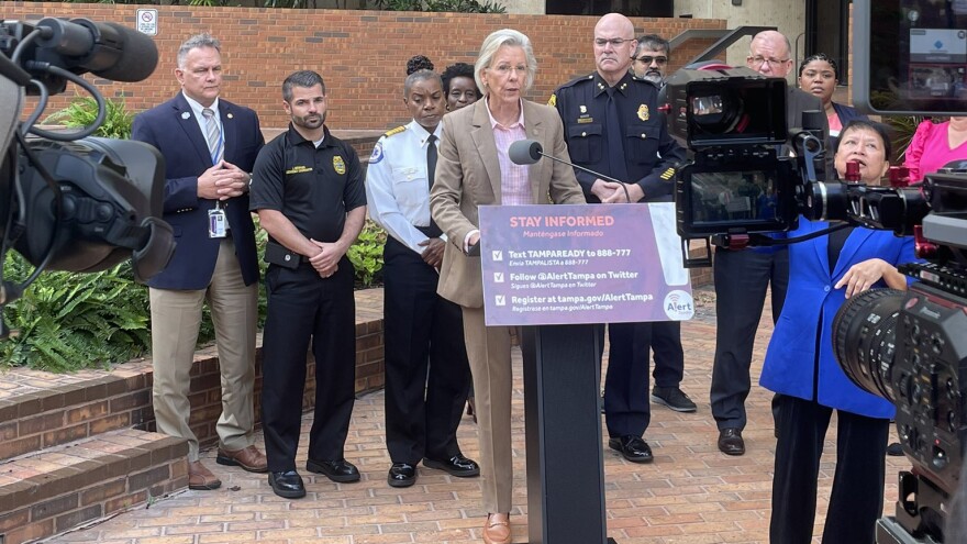  Tampa Mayor Jane Castor discusses preparations for Idalia on Aug. 28, 2023.