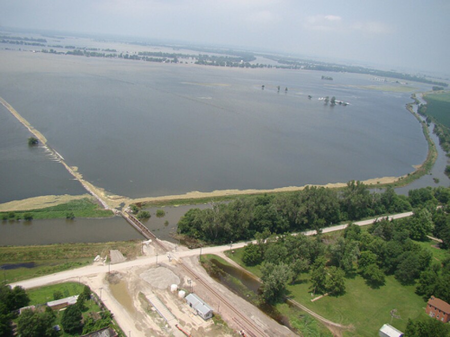 Big Lake, Mo., where recovery efforts for the body of Missouri State Police trooper Fred Guthrie Jr. are taking place. Guthrie was helping with flood duties in Holt County on Monday when he apparently was swept away by the flood waters.