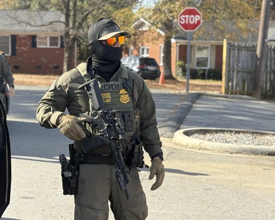 A U.S. Customs and Border Protection agent in east Charlotte on Saturday, Nov. 15, 2025