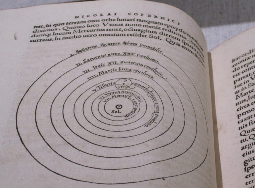 Nicolaus Copernicus' "De revolutionibus" (1543) showing his diagram of the heliocentric model of the solar system. (Lara Eakins/Flickr)