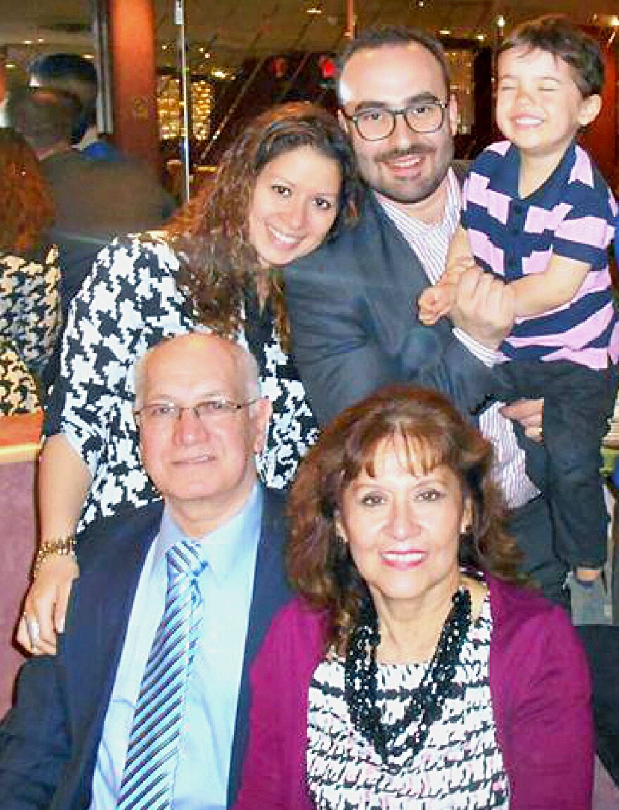 Three generations under one roof: Grandparents Lizandro and Elizabeth Limongi (front) live in Queens, N.Y., with their daughter Diana Limongi Gabriele and son-in-law Ludovic Gabriele and toddler grandson Enzo.