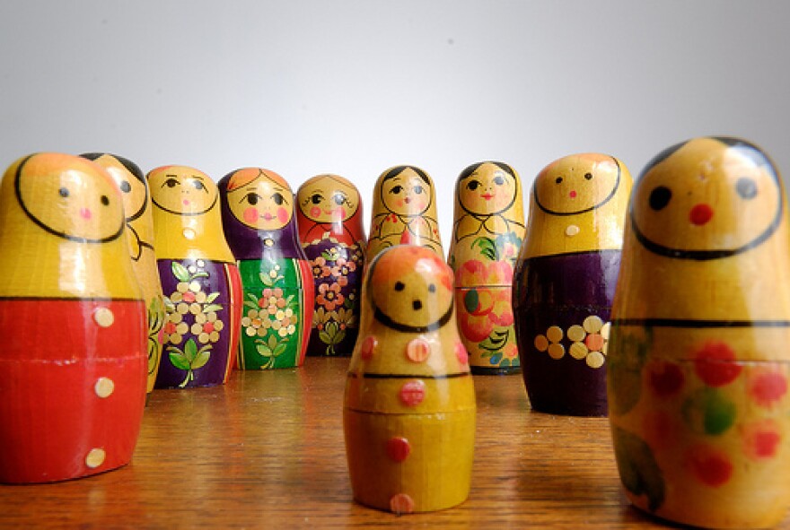 Awesome Russian dolls, all lined up