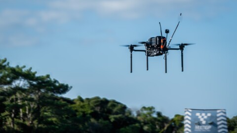 A Neros Archer drone flies during the Marine Corps Attack Drone Competition in Okinawa, Japan, Dec. 7, 2025. The Archer is one of the models that the Pentagon is purchasing as it tries to amass a supply of more than 300,000 small attack drones.