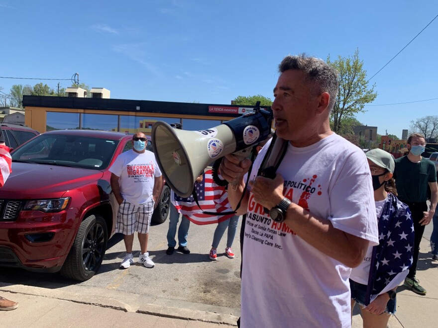 Joe Henry, the president of one of the Des Moines chapters of the League of United Latin American Citizens, helped lead the march. He listed the bills the demonstrators supported.