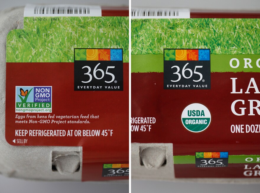 A carton of non-GMO eggs vs. a carton of organic eggs: Which would you choose?