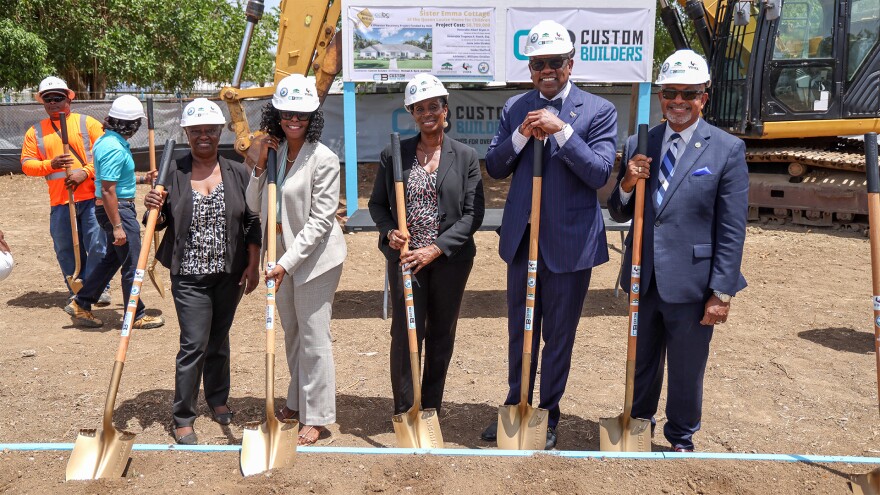 Pictured from left to right: VIHFA Interim Executive Director Valdez Shelford, ODR Director Adrian Williams-Octalien, Lutheran Social Services CEO Junia John-Straker, Governor Albert Bryan Jr. and LT Governor Tregenza Roach