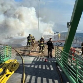 Multiple agencies responded Monday, Sept. 14, 2026, to a fire at Whittier's new cruise ship dock.