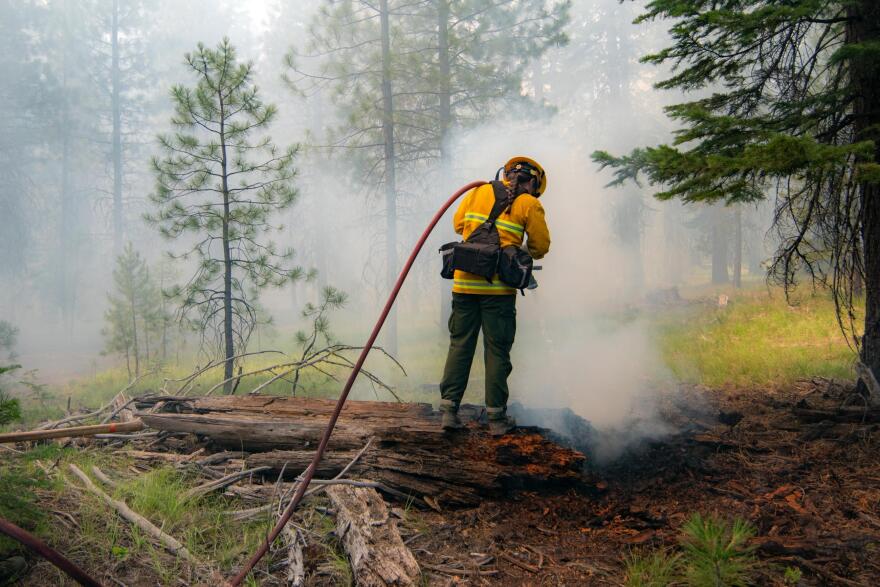 A firefighter on the Falls Fire in Malheur County, Oregon