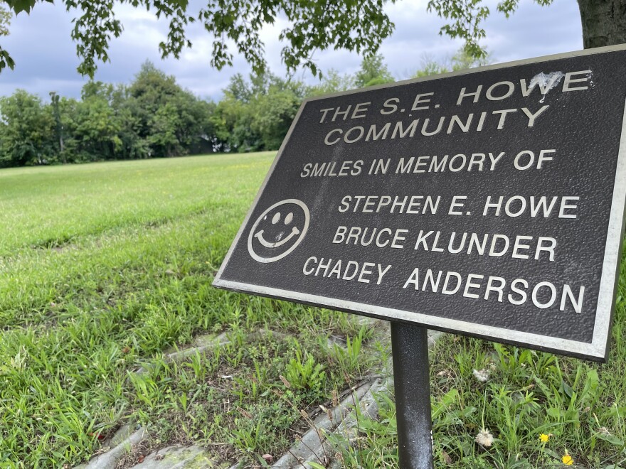 A marker at the site of the former Stephen E. Howe School in Cleveland's Glenville neighborhood that memorializes Klunder as well as Stephen E. Howe, former director of adult education at Cleveland schools, as well as Chadey Anderson, a 6-year-old Stephen E. Howe school student who was killed by a stray bullet in 1993.