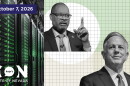 Photo illustration featuring image of Nevada Attorney General Aaron Ford, Governor Joe Lombardo, and data center computers