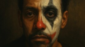 Actor Dennis Leroy Kangalee as Auguste the Clown in the new play Smile: A Clown's Ascension