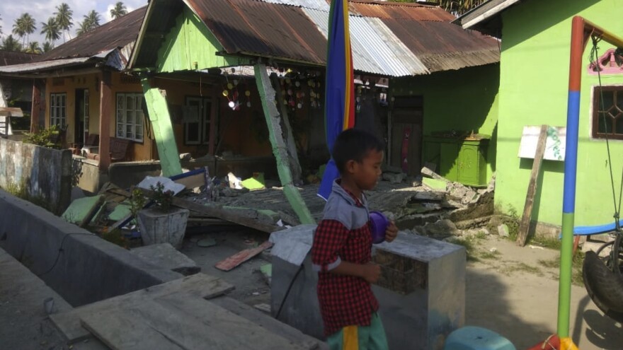 A house in Donggala on the Indonesian island of Sulawesi sits damaged after an earthquake early Friday.