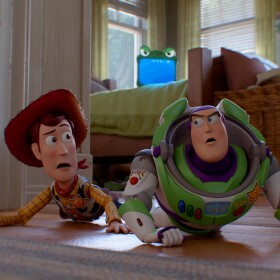 Woody and Buzz Lightyear in Disney and Pixar's TOY STORY 5. Photo courtesy of Pixar. © 2026 Disney/Pixar. All Rights Reserved.