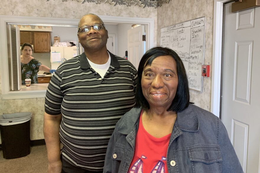 Clubhouse member David Fearance and his caregiver Kat Blane at Circle City Clubhouse. Fearance, a 59-year-old Army veteran has been coming to this converted office building on Indy's west side for nearly three years.