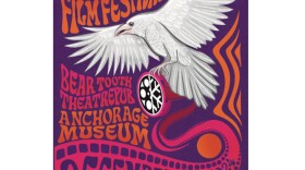 The 2024 poster for the Anchorage International Film Festival. The Artwork features the iconic white raven.