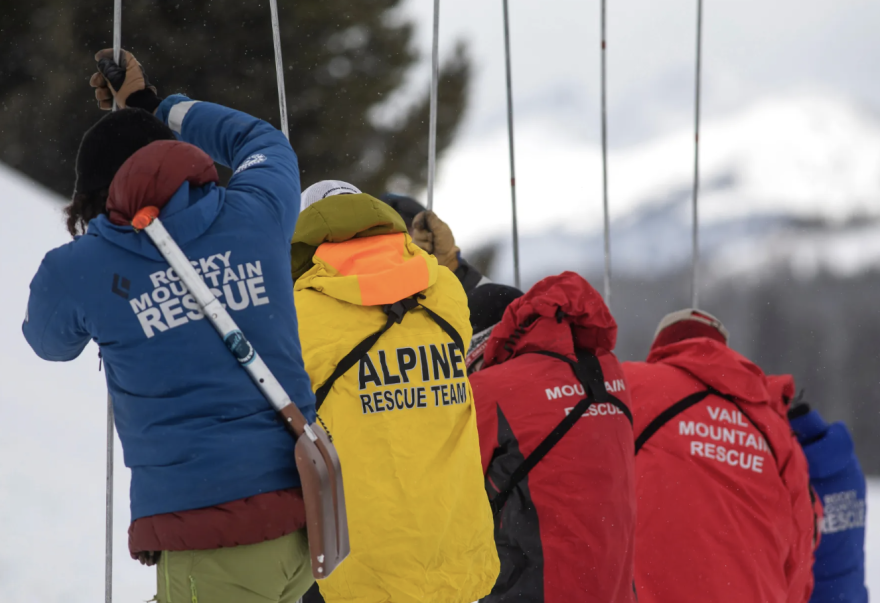 Colorado Search and Rescue members across different groups practice during the avalanche media event on Thursday, March 11, 2021, on Vail Pass.
